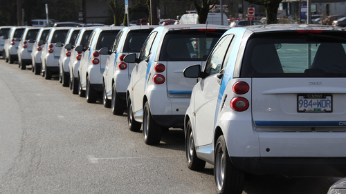 car2go vehicles parked at UBC