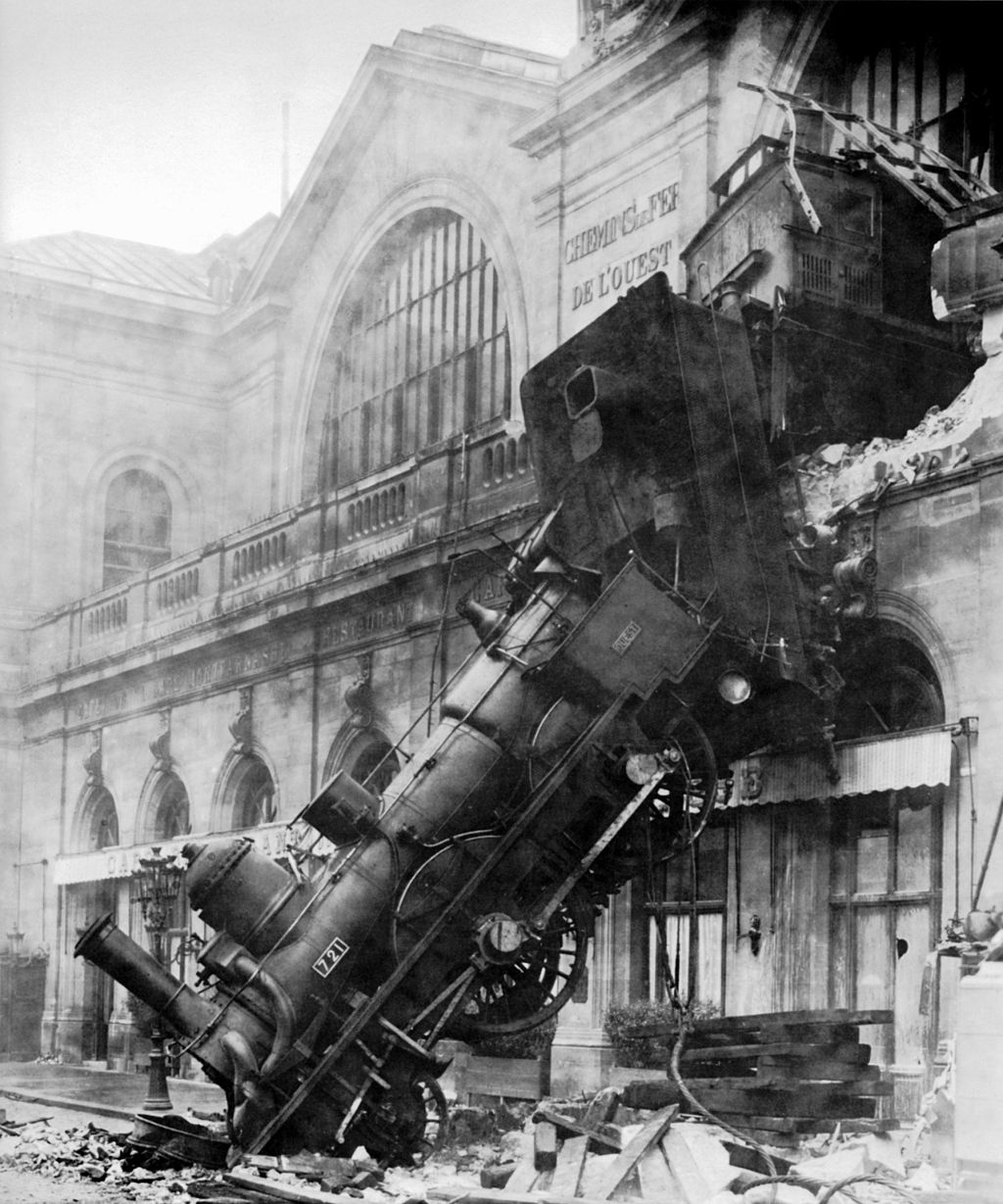 Train wreck at
 Montparnasse, 1895