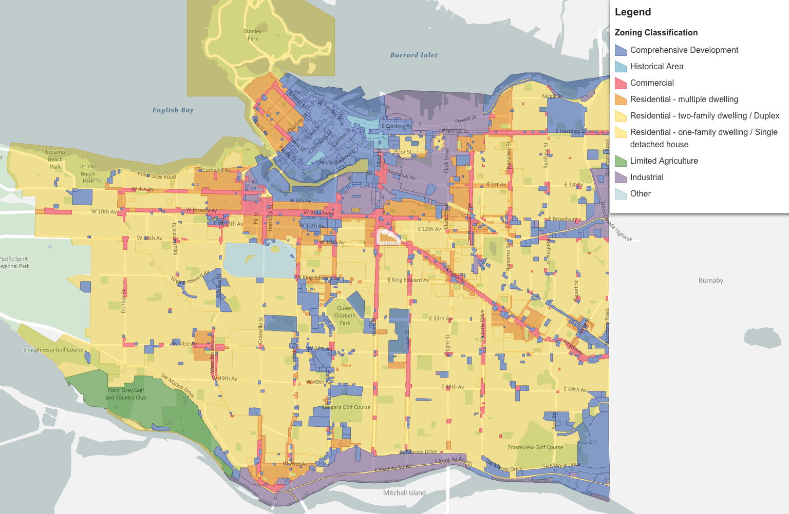 Vancouver Zoning Map, 2022