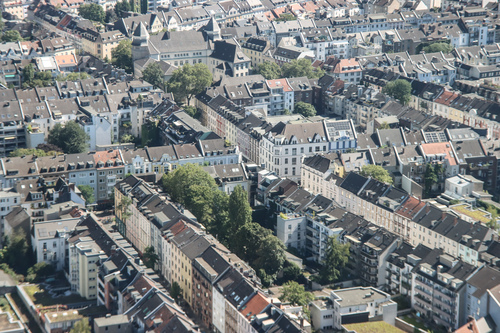 A neighbourhood in Dsseldorf, Germany, as seen from the nearby Rhinetower